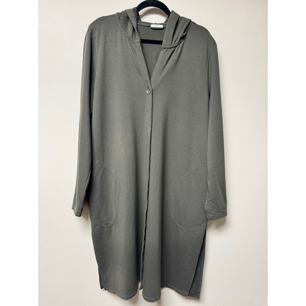 J. JILL PURE JILL Olive Green Hooded One Button Cardigan Pima Cotton/Modal, XL